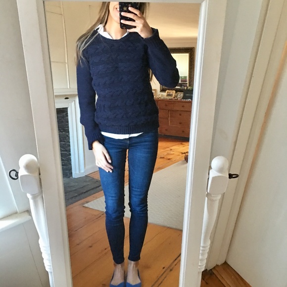 Forever 21 Navy Cableknit Cozy Crewneck Sweater - Picture 2 of 5